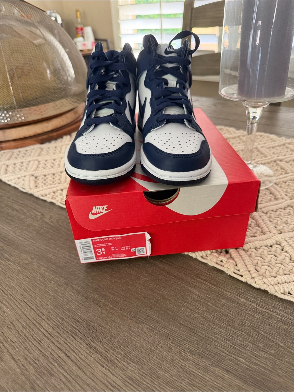 Nike Kids Navy and White High-Top Sneakers (Youth)